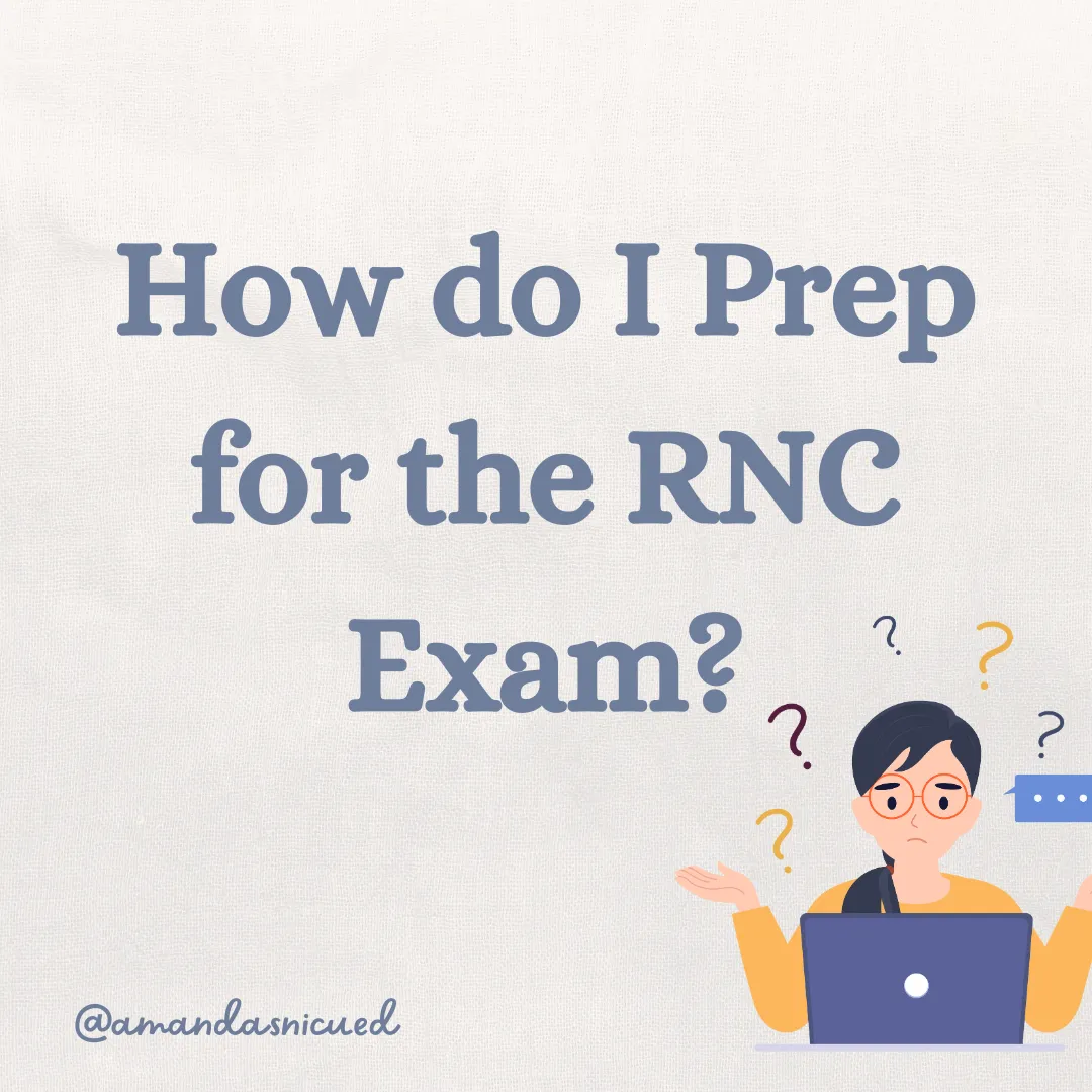 grey text with white background and confused girl how do i prep for the RNC exam