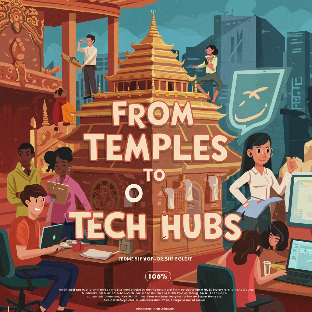 Bhubaneswar skyline blending ancient temples and modern coworking spaces, highlighting O Launchpad’s role in the city’s hybrid workspace growth.