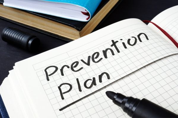 Prevention plan written in a book