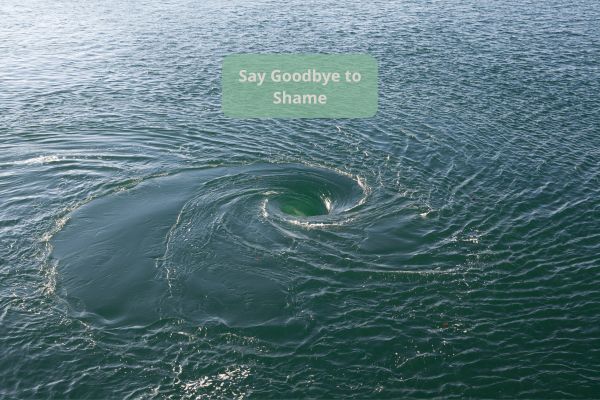 Whirlpool with text saying 'goodbye shame cycle'.