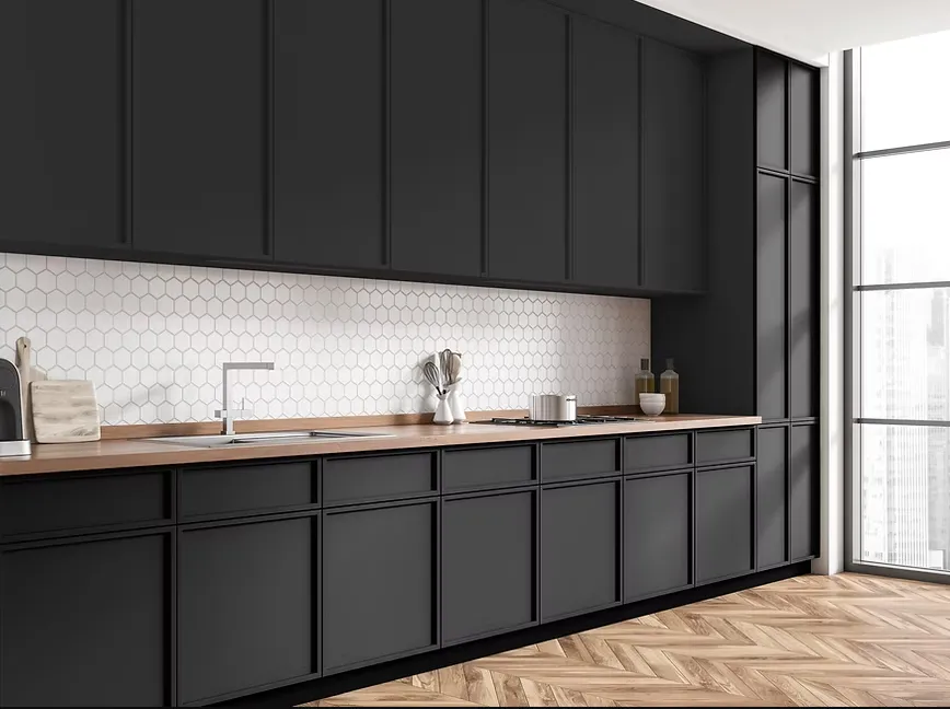 Full Kitchen - Milton Cabinets by Sandi Cabinets in  Mysterial Matt Black 