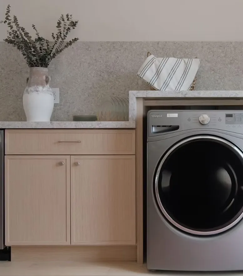 Sandi's Milton Oak Cabinets used in the Laundry Room in Color - Natural White Oak