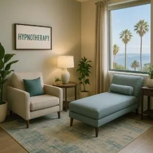 Professional hypnotherapy session in Mission Valley San Diego office showing relaxing environment for anxiety and depression treatment