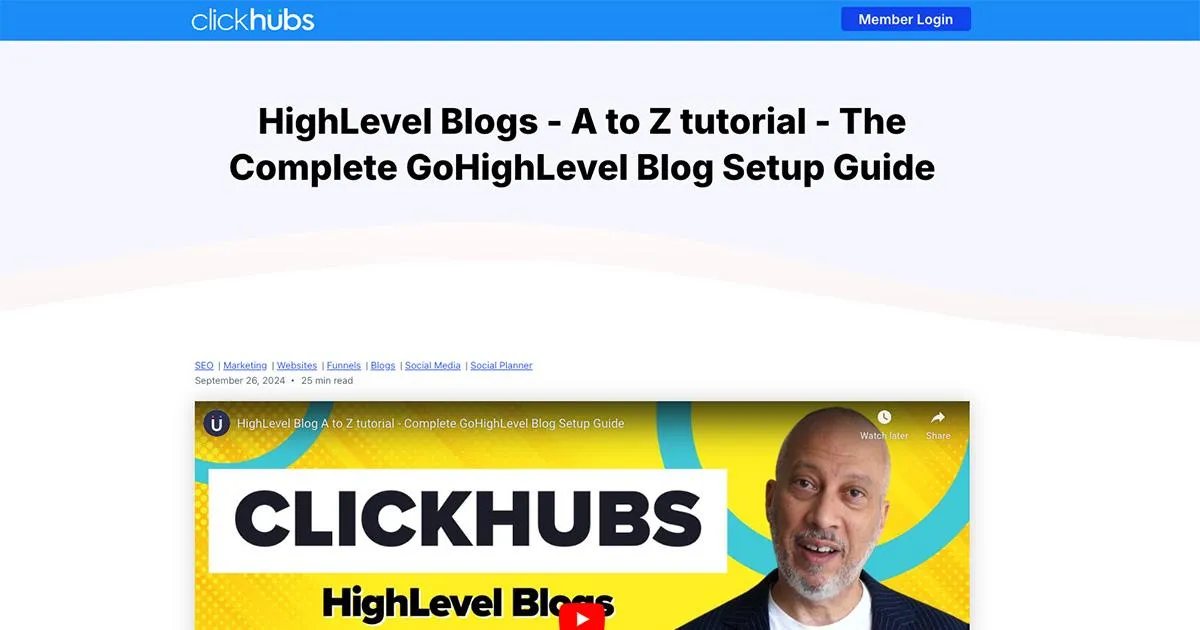 HighLevel Blog Site Single Post Page
