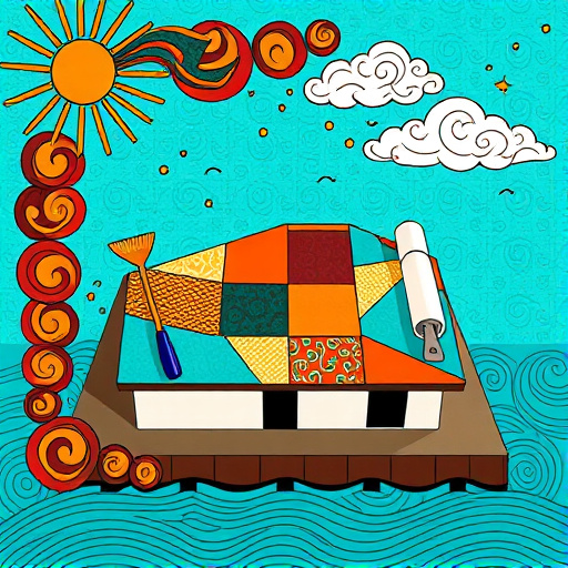 Alt Text: A vibrant sunset over a picturesque Texas town showcases a sturdy flat roof with a newly installed protective coating, reflecting warm hues of deep orange, pink, and soft purple. Playful cartoon-like raccoons inspect the roof, while oversized Texas-shaped balloons float in a light breeze. Scattered vintage roofing tools, including a hammer, paintbrush, and roofing felt, hint at craftsmanship. The scene is framed by intricate Baroque swirls and floral motifs, with traditional Texan architecture and live oak trees in the background, creating an inviting atmosphere for flat roof repair in Willis, Texas.