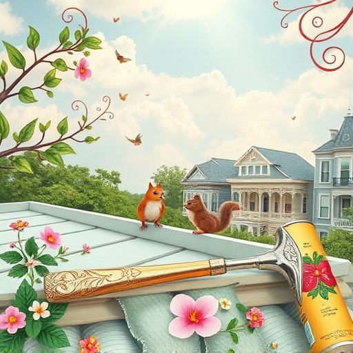 A vibrant cover image inspired by Aboriginal Art, focusing on "flat roof repair in Friendswood, Texas." The central element features a stylized, abstract illustration of a flat roof adorned with traditional patterns and symbols, symbolizing shelter and protection. Surrounded by whimsical details such as swirling clouds, playful raindrops, and bursts of sunlight, the image utilizes a rich palette of earthy tones, deep greens, and warm yellows, evoking calmness and reliability. The background hints at Texas landscapes with softly rolling hills and cacti, rendered in a stylized manner using dot work and curves that reflect the Aboriginal Art style. The mood conveys trust and community through symbolic motifs like interconnected circles, representing unity and strength. Additionally, small, abstract representations of tools like hammers and paintbrushes float around the roof in a playful, doodle-like style, integrating into the intricate patterns. The composition highlights the craftsmanship of roof repair while celebrating the cultural beauty of Aboriginal Art, creating an engaging and visually captivating image.