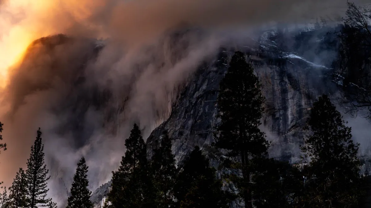 El Capitan after the storm at sunset.