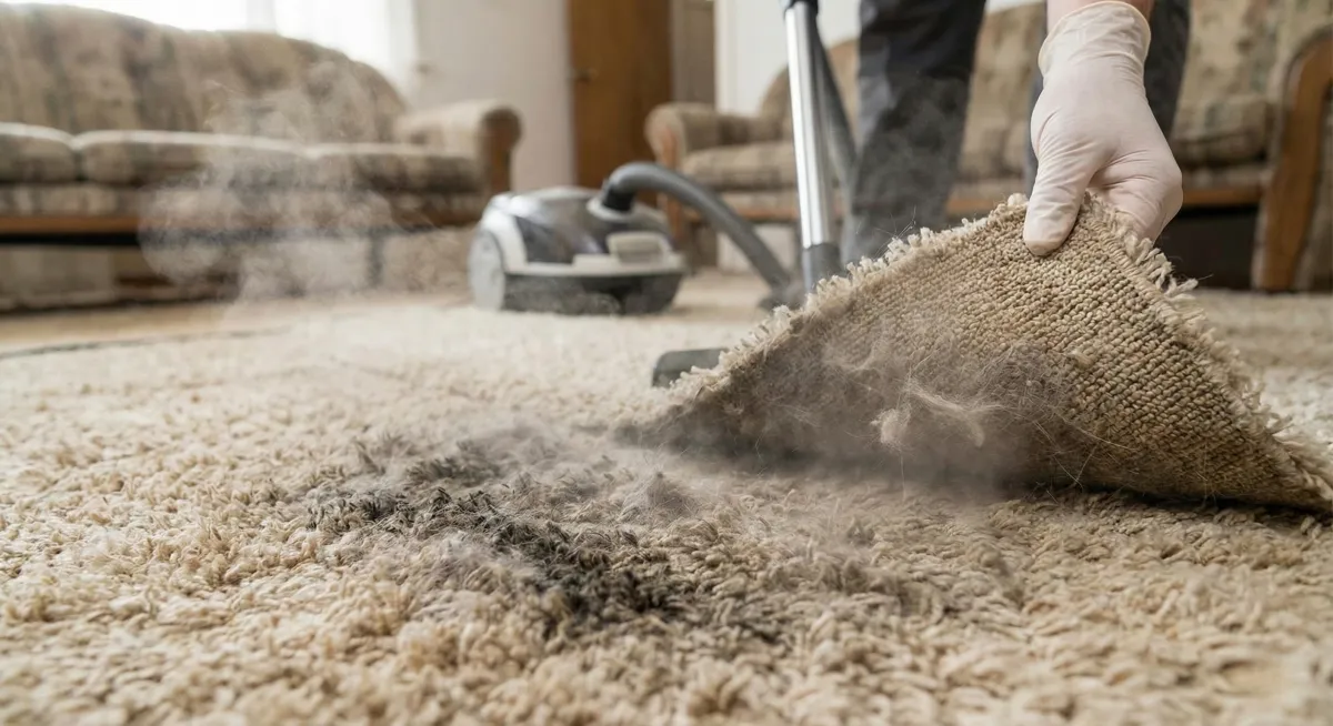 Old gross carpet holding dirt and allergies