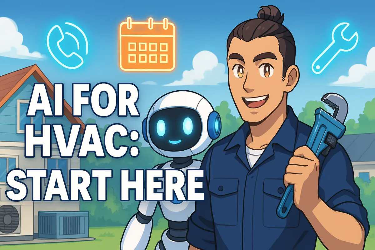 HVAC SEO Canada Beginner’s guide to AI for HVAC business owners: predictive maintenance, smart energy management, and automation strategies showing AI automation, voice receptionist, and winter heating service calls generating leads for HVAC companies in 2026