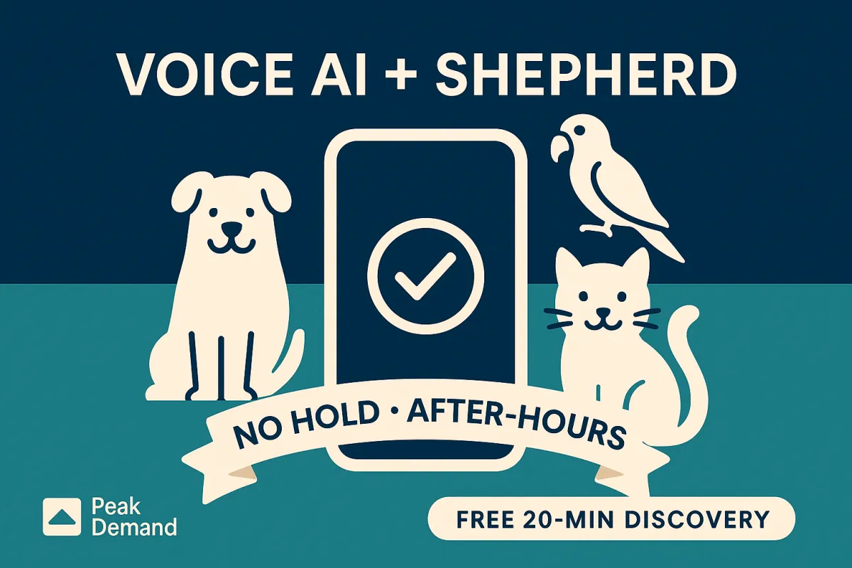 Integrate Voice AI with Shepherd — veterinary clinic phone handling and booking.