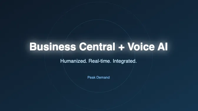 integrate voice AI Microsoft Dynamics 365 Business Central article thumbnail with centered title text
