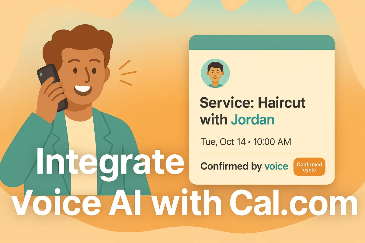 Cal.com voice AI outage triage: caller triaged, booking created, dispatch triggered.