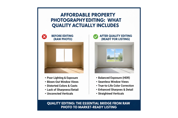 Affordable Property Photography Editing: What Quality Editing Actually Includes