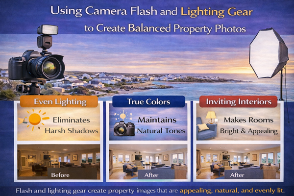 Using Camera Flash and Lighting Gear to Create Balanced Property Photos