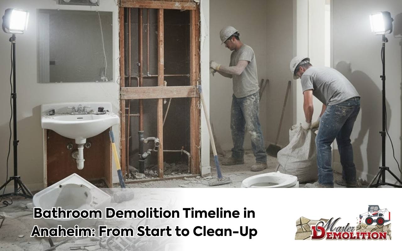 Pre-demolition preparation steps for a Bathroom Demolition Timeline in Anaheim with permits, protection, and planning.
