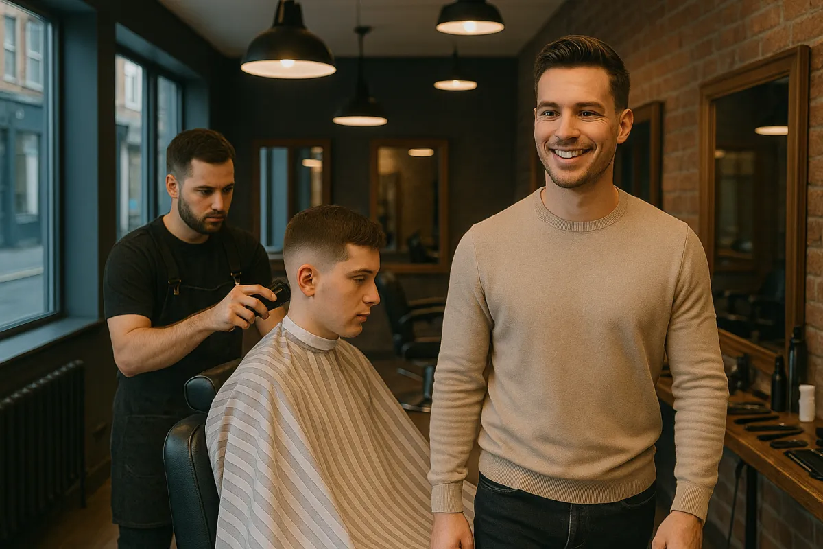 an image of a man getting his winter haircut in a luton barber shop 