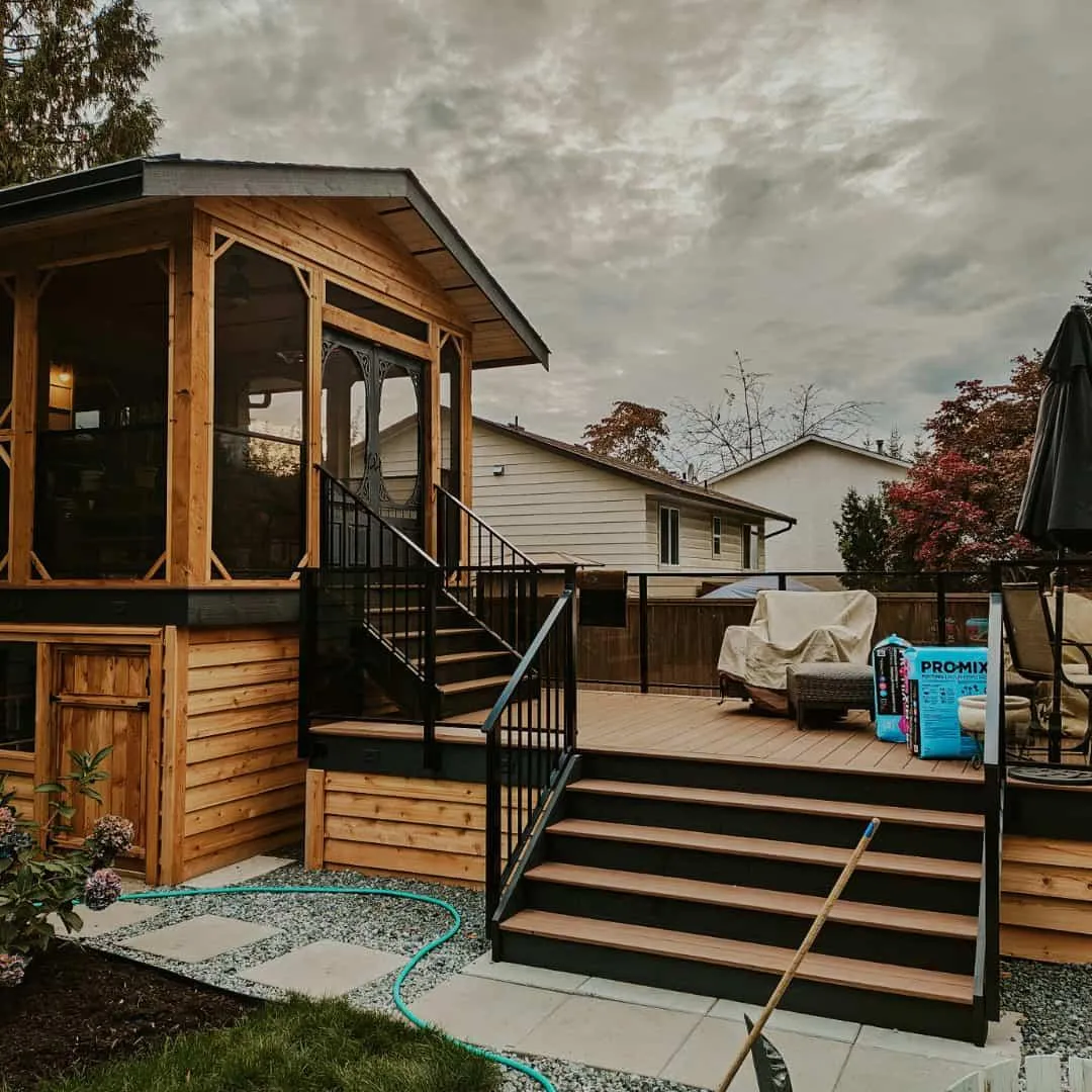 Large composite deck with built out cabana