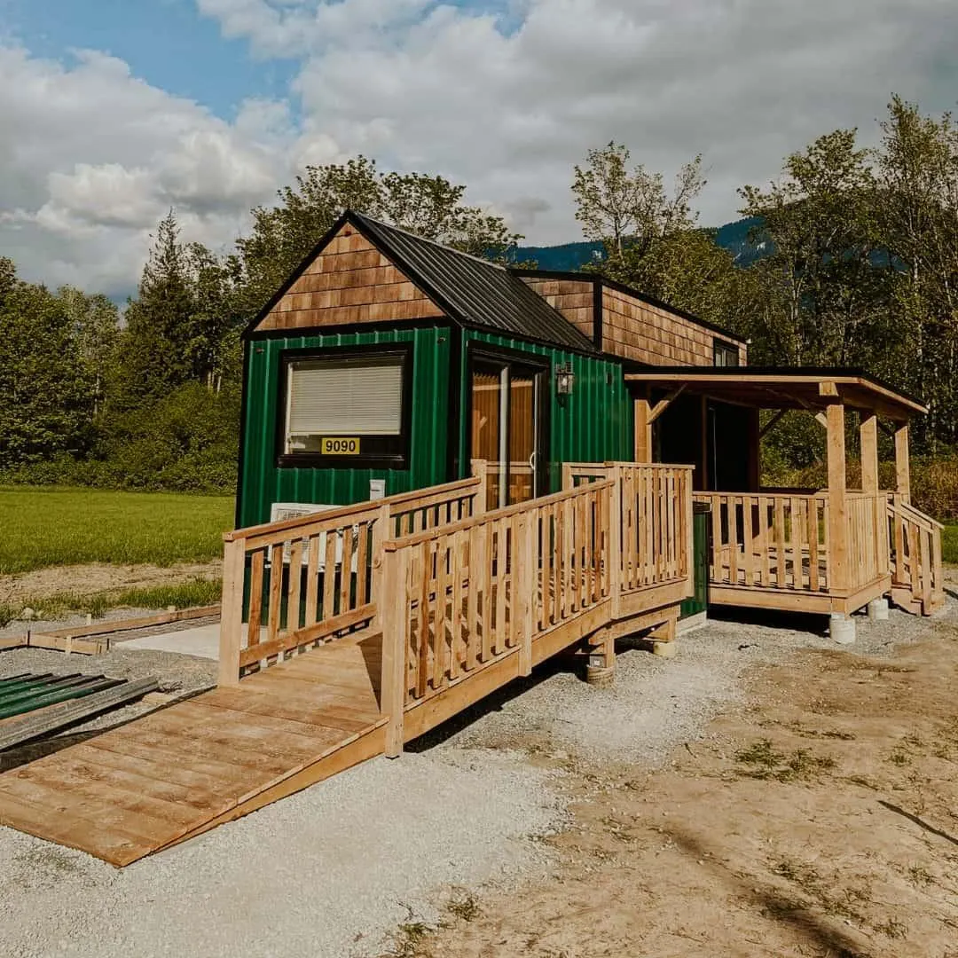Outdoor deck with accessibility ramp