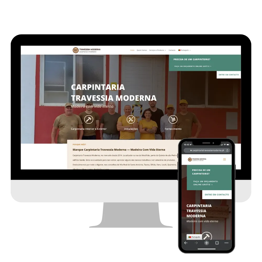 Modern Carpentry Website Design | Carpintaria Travessia