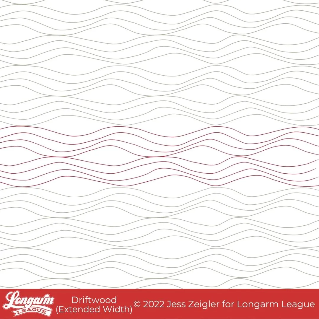 Organic quilting design with three wavy lines across one row, then three wavy lines with the peaks and troughs alternating.