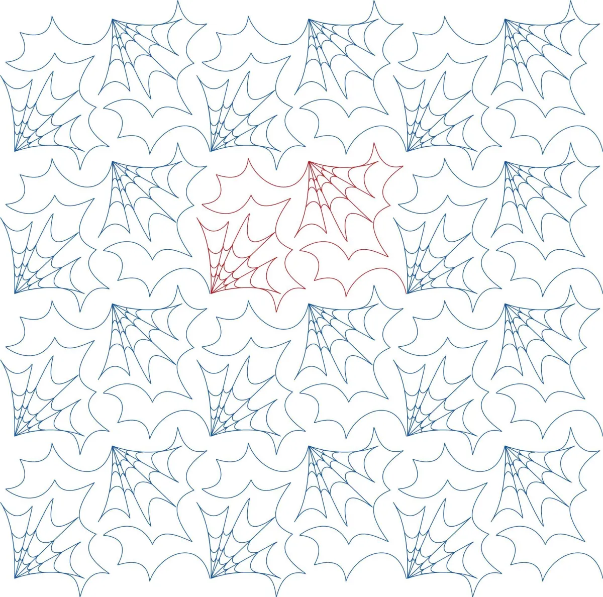 Holiday quilting motif with quarters of cobb webbs attached by arching meanders.  Reads as modern or traditional when quilted.