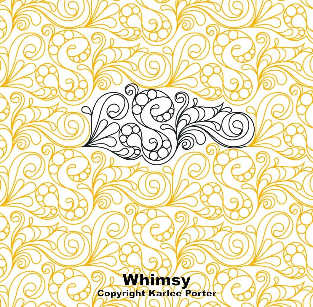 Whimsical quilting design with flourishes and swirls