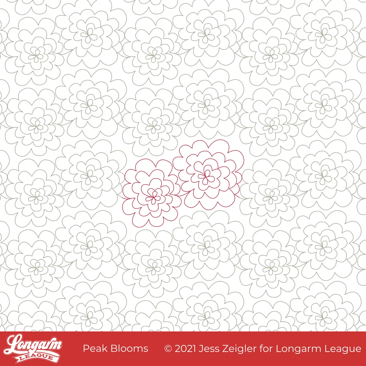 Organic quilting design with spiraling petal shapes creating the impression of a carnation-like blossom.