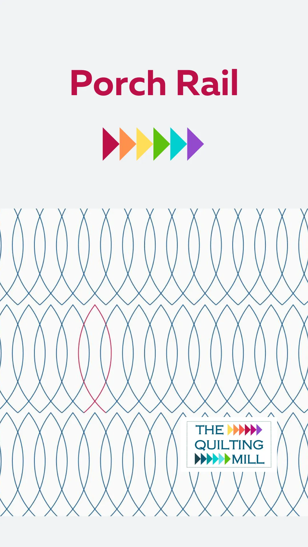 Modern quilting design with overlapping orange peel shapes arranged upright in rows.