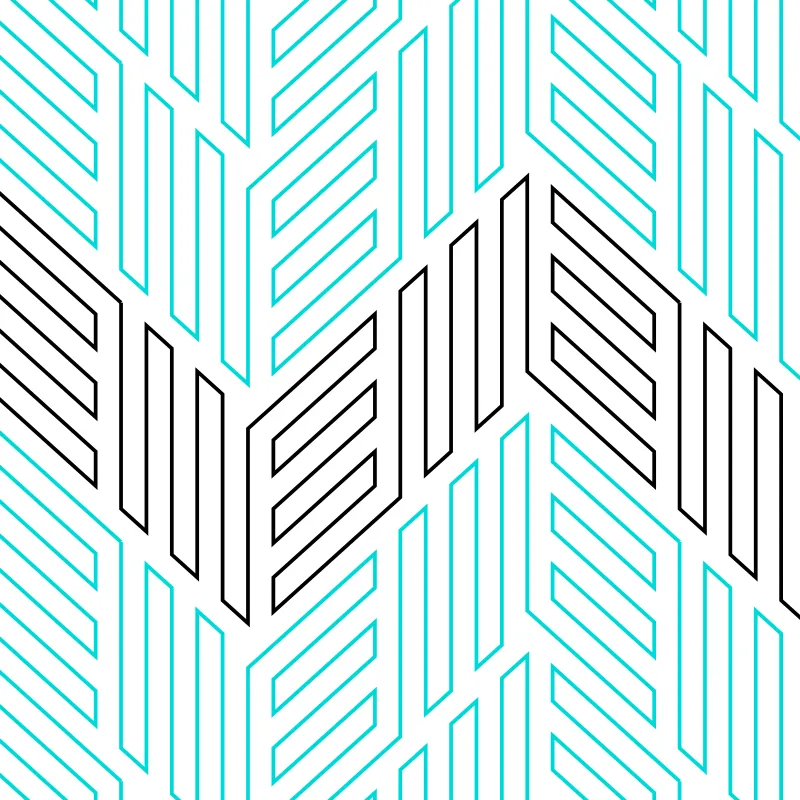 Modern quilting design with narrow parallel blocks arranged in zig-zag lines.