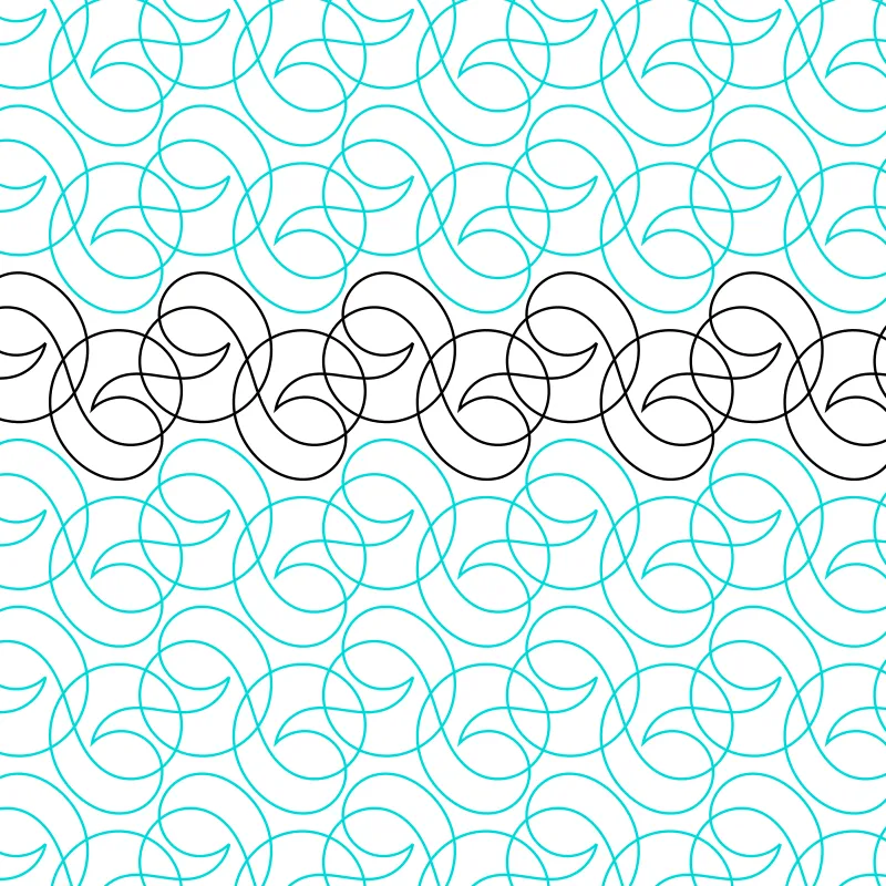 Holiday quilting design with elegant, overlapping curls.  Reads as gift ribbons or Christmas decorations for an elegant finish.