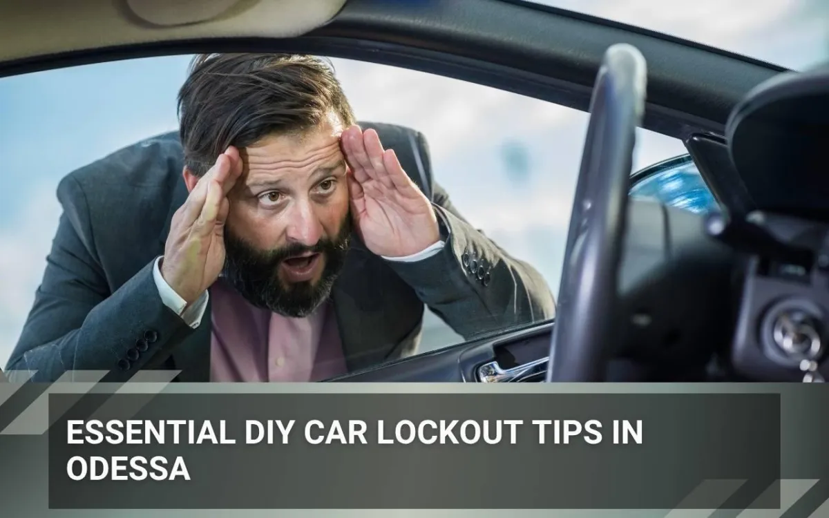Driver applying DIY car lockout tips Odessa during emergency