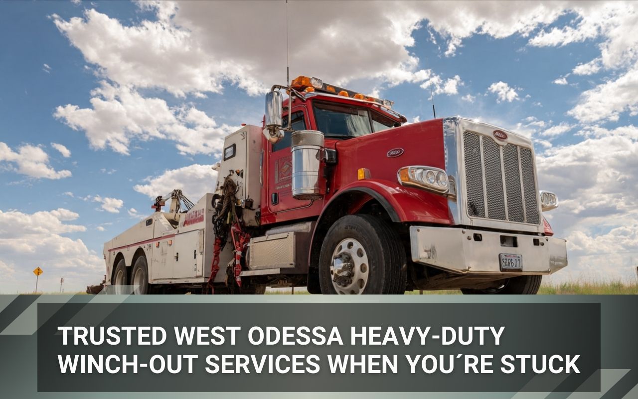 West Odessa Heavy-Duty Winch-Out Services truck performing a safe roadside winch-out in West Odessa