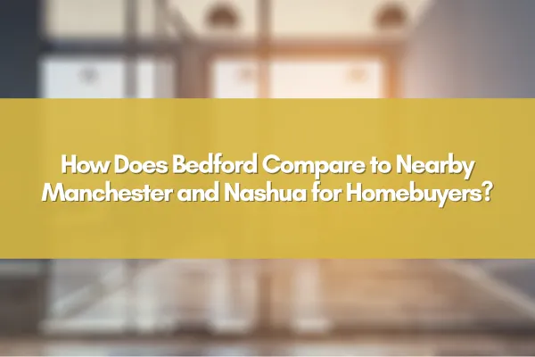 A scenic view of Bedford NH with homes and greenery, showcasing the suburban charm and community vibe.