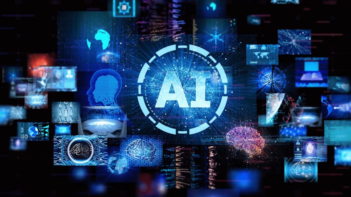 Artificial Intelligence digital concept with brain shape