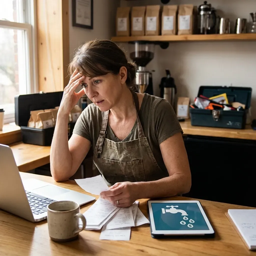Frustrated small business owner trying to figure out their profit leaks