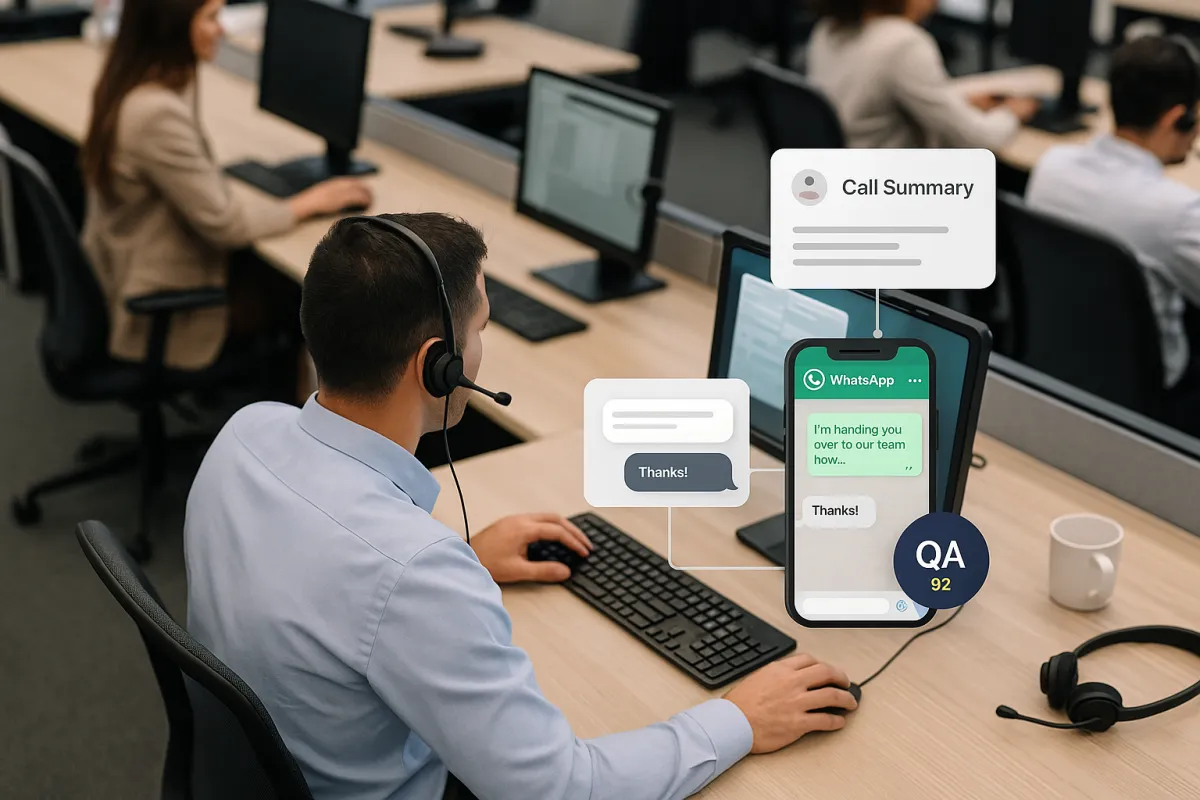 Agentic AI for Call Centres – After-Call Work, QA & WhatsApp Handovers Done for You