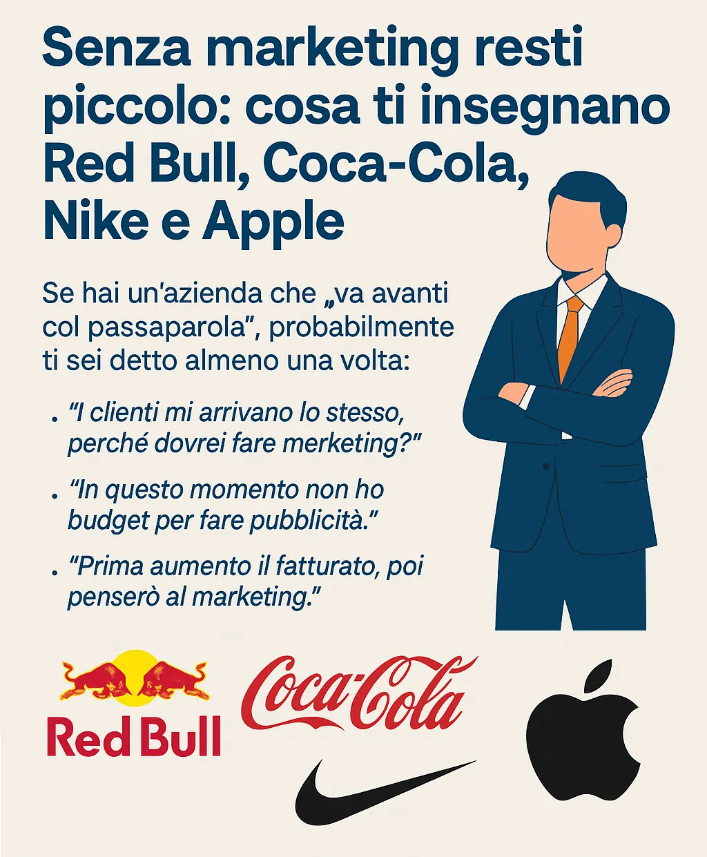 Senza marketing resti piccolo: cosa ti insegnano Red Bull, Coca-Cola, Nike e Apple
