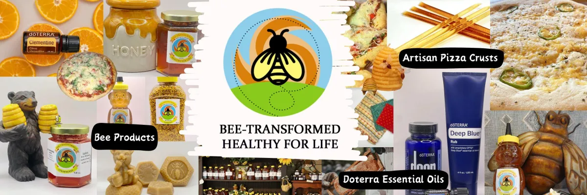 Bee-Transformed collage with logo and product offerings