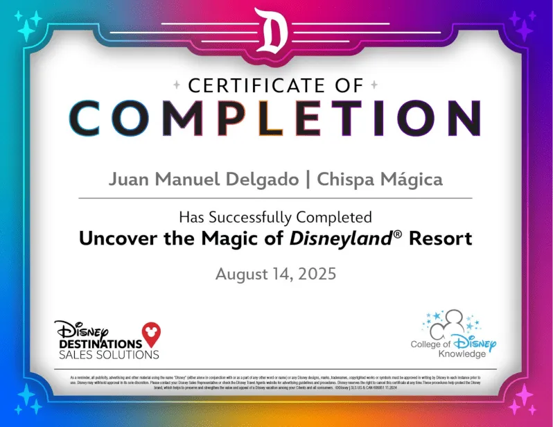 Especialistas en destinos Disney (formación continua Uncover the Magic of Disneyland Resort)