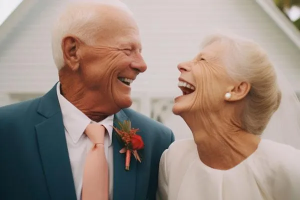 Older couple celebrating