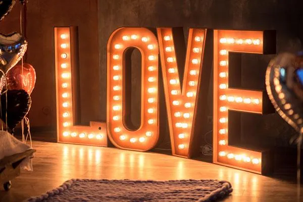 Love in light up letters