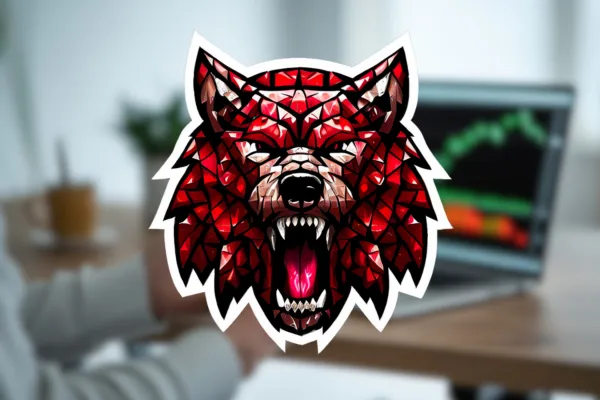 The Raw Marketing Wolf logo over top of a computer wit the Raw Brands Reporting Dashboard Open