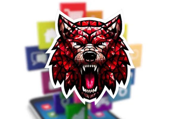 Picture of the Raw Marketing Wolf Logo overtop of a phone with apps popping off of the screen