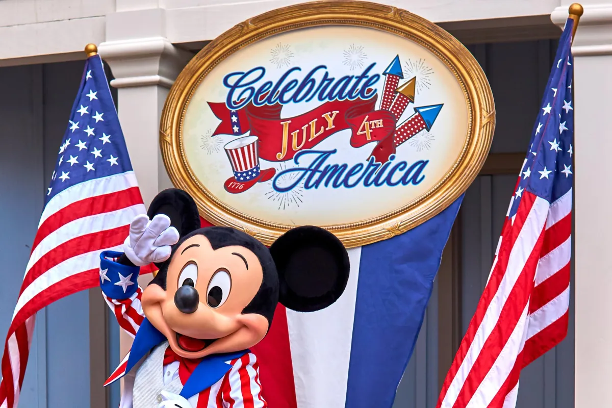 Mickey Mouse celebration July 4th at Disneyland in a Patriotic Costume