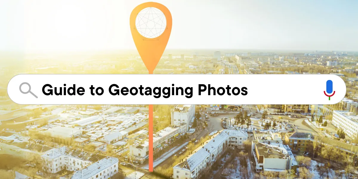 google search bar of guide to geotagging photos typed in