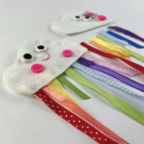 Rainbow cloud softie face from the all in one sewing kit