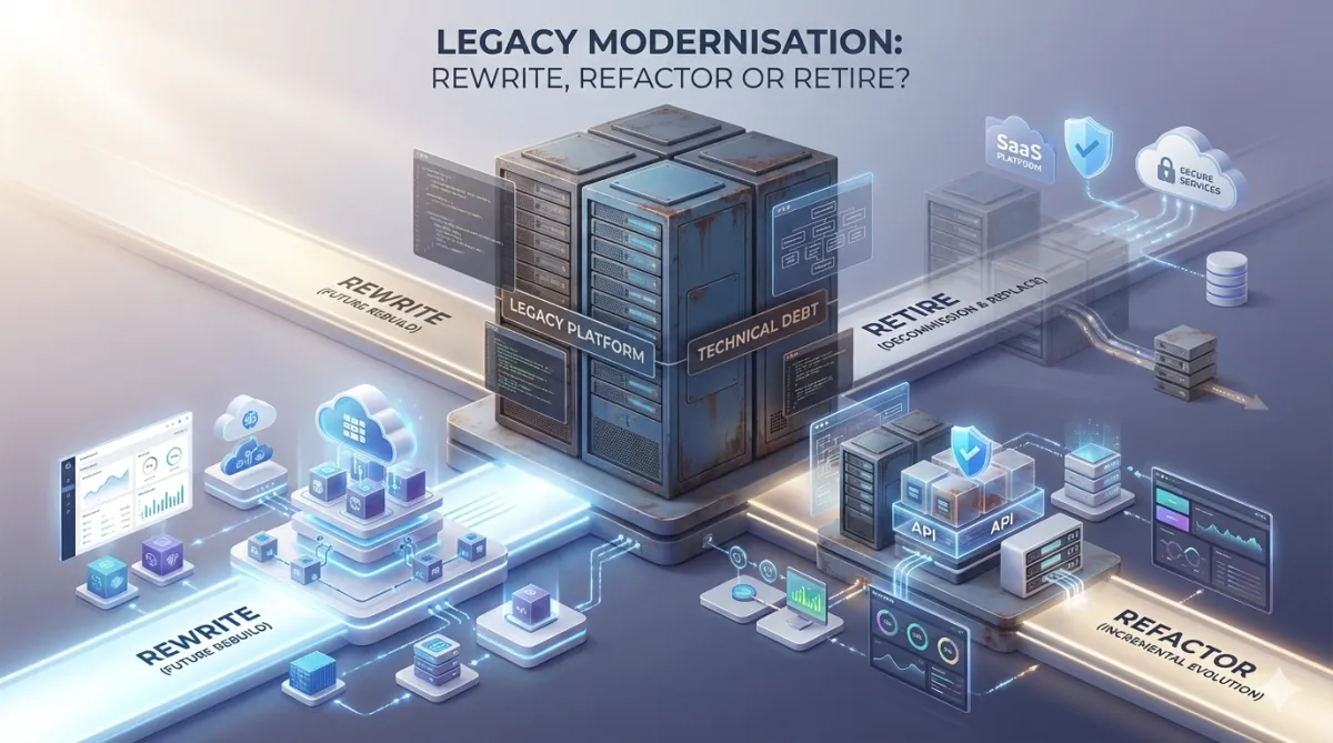 Legacy Modernisation: Rewrite, Refactor or Retire Systems