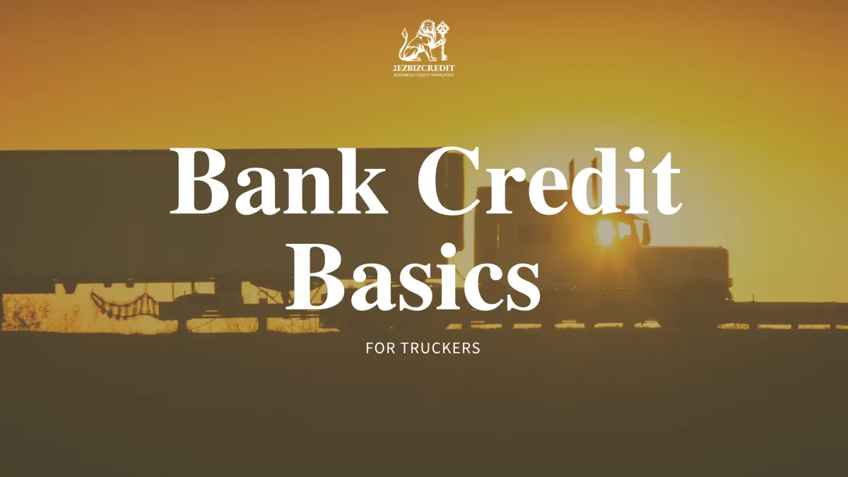 A fleet of trucks parked near a bank building represents how truckers and fleet owners can leverage bank credit for financing.