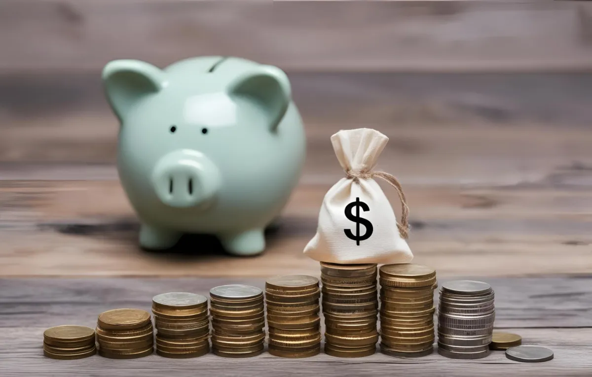 coins and piggy bank