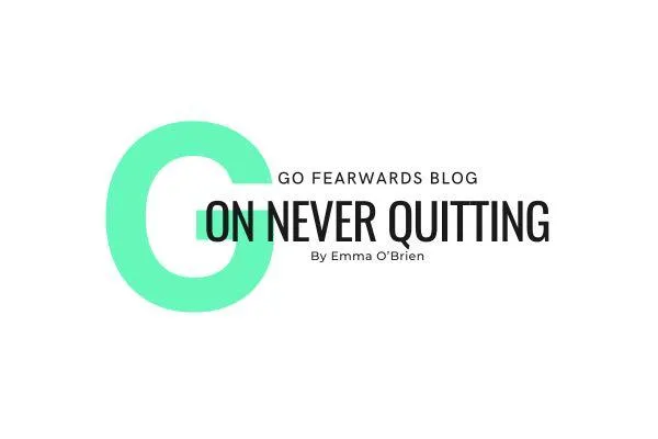 Logo with the words Never quitting on white background